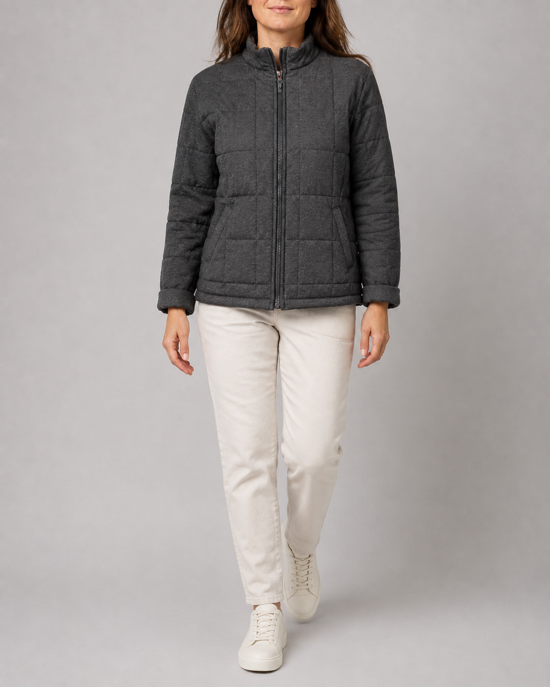 Women's Box Quilted Zip Up Padded Jacket