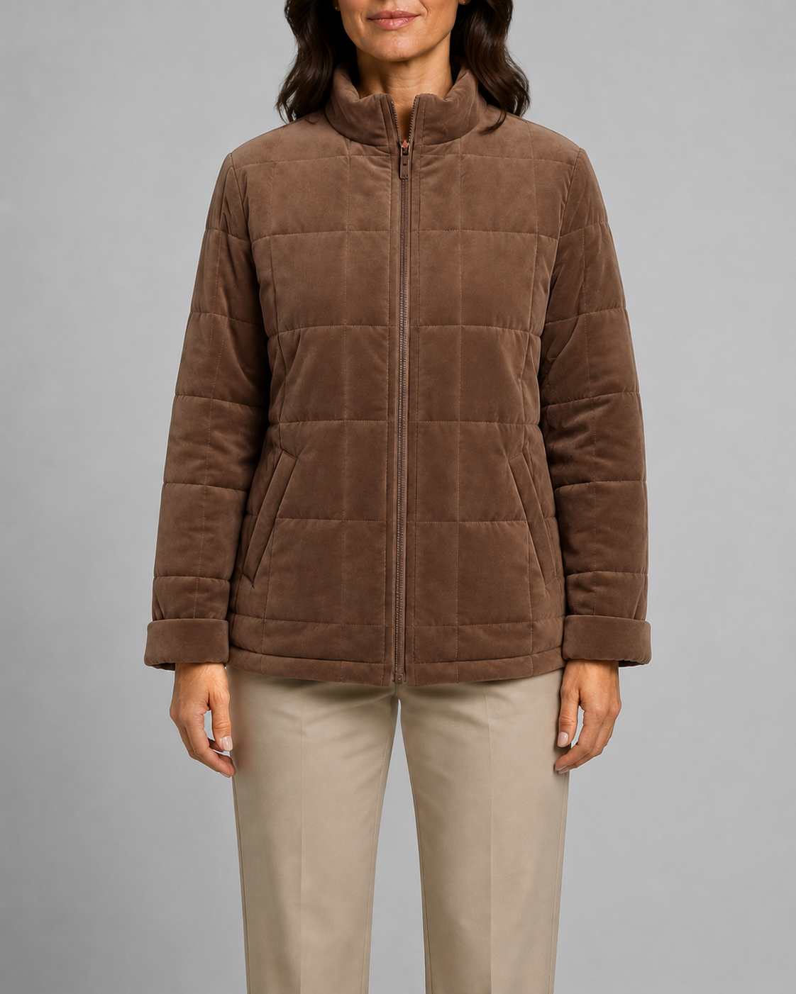 Women's Box Quilted Zip Up Padded Jacket