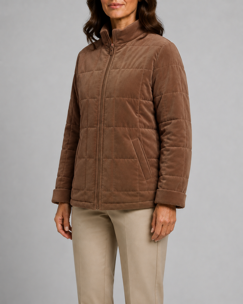 Women's Box Quilted Zip Up Padded Jacket