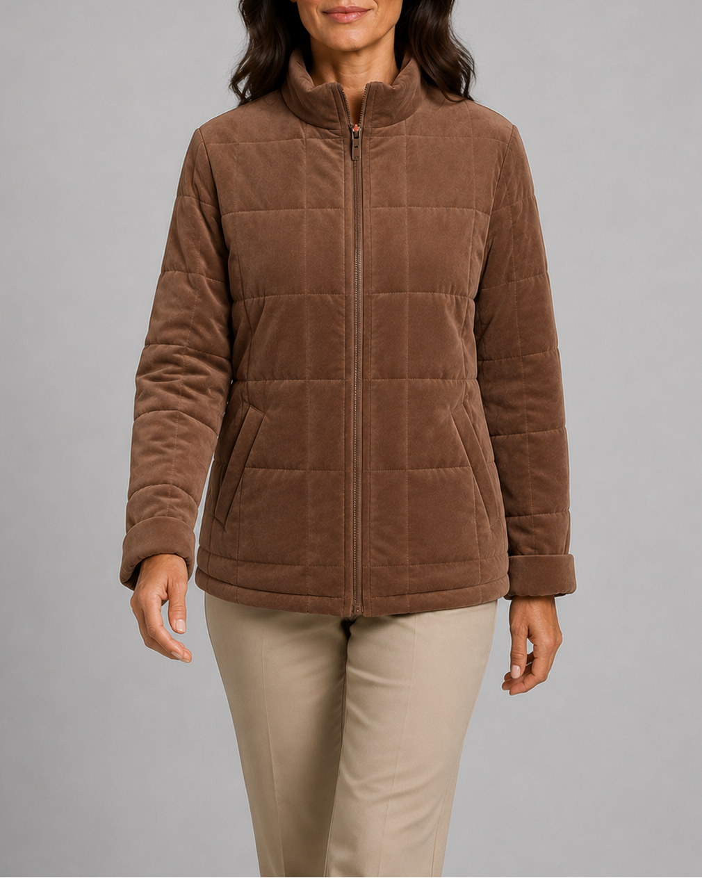 Women's Box Quilted Zip Up Padded Jacket