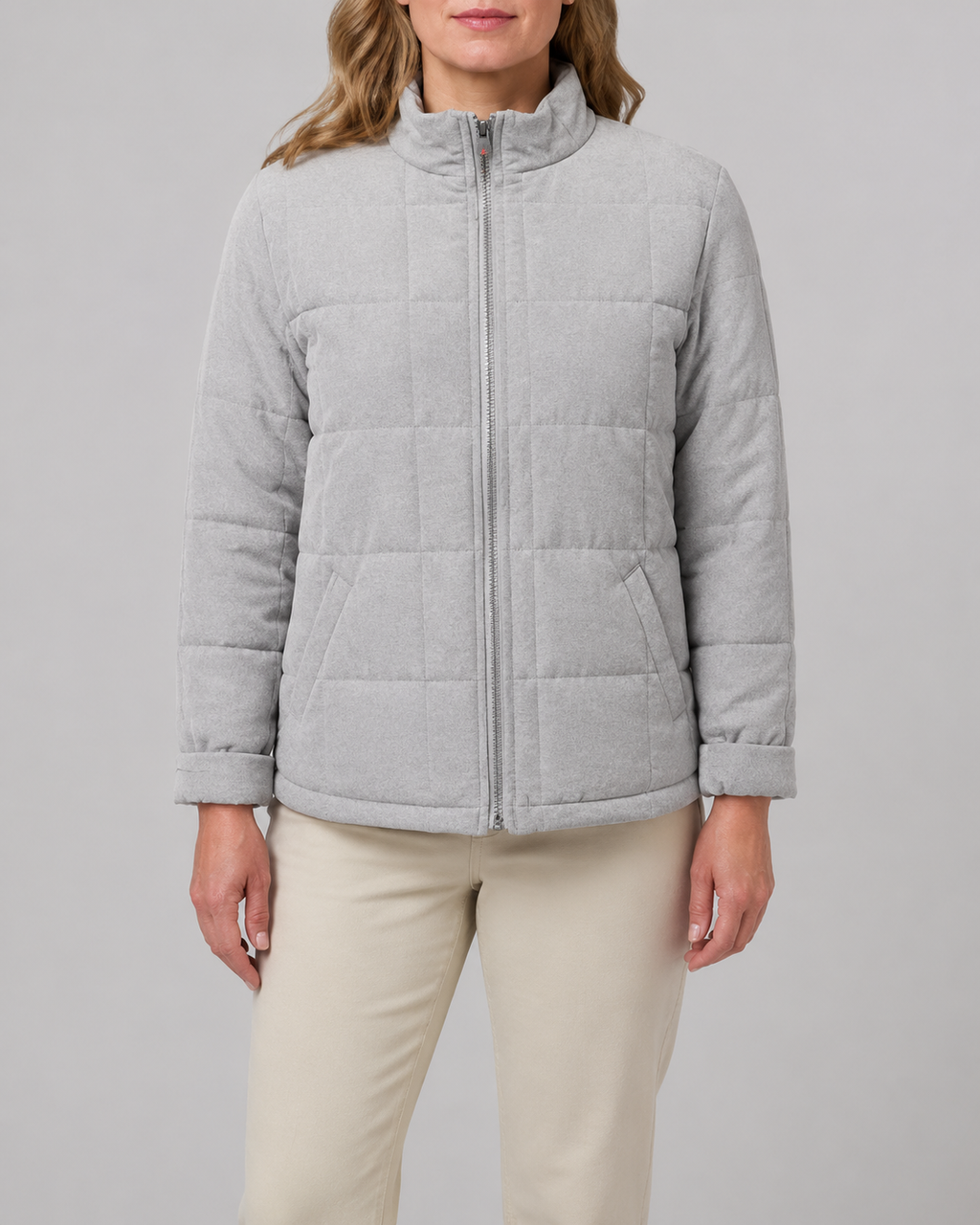 Women's Box Quilted Zip Up Padded Jacket