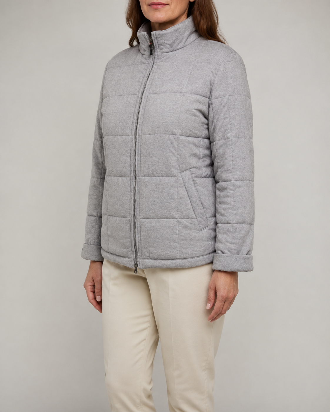 Women's Box Quilted Zip Up Padded Jacket