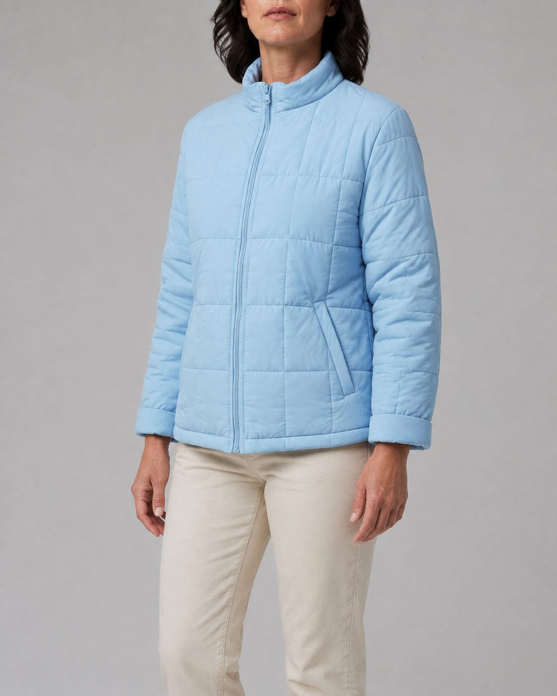 Women's Box Quilted Zip Up Padded Jacket