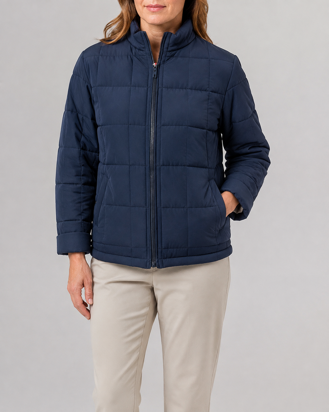 Women's Box Quilted Zip Up Padded Jacket
