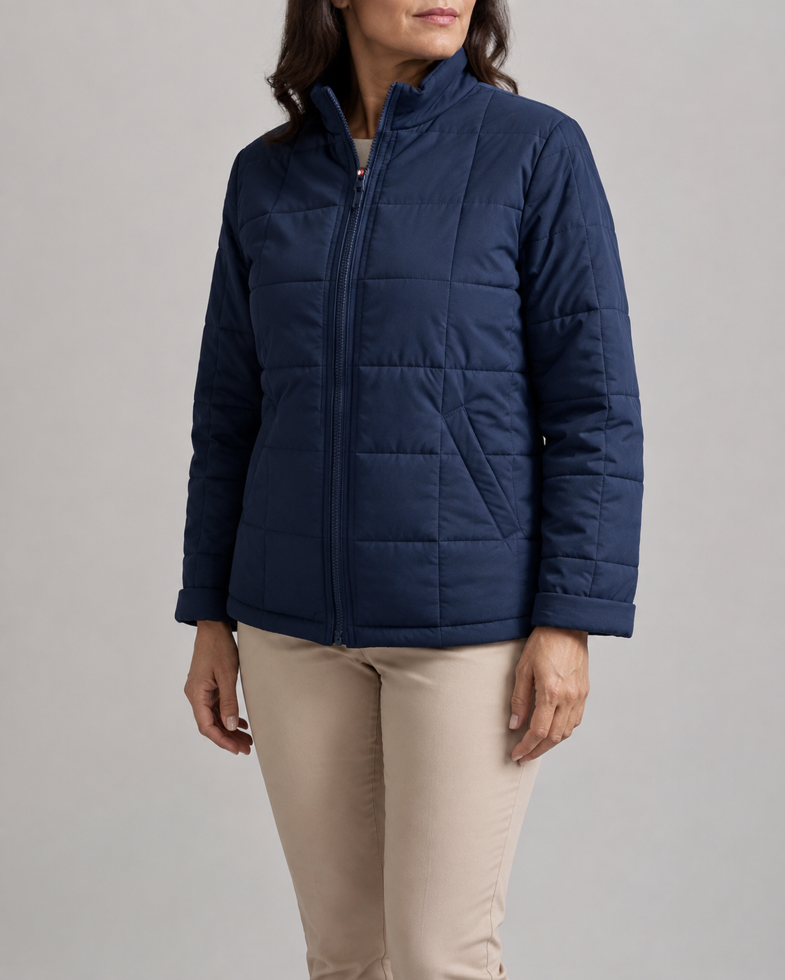 Women's Box Quilted Zip Up Padded Jacket