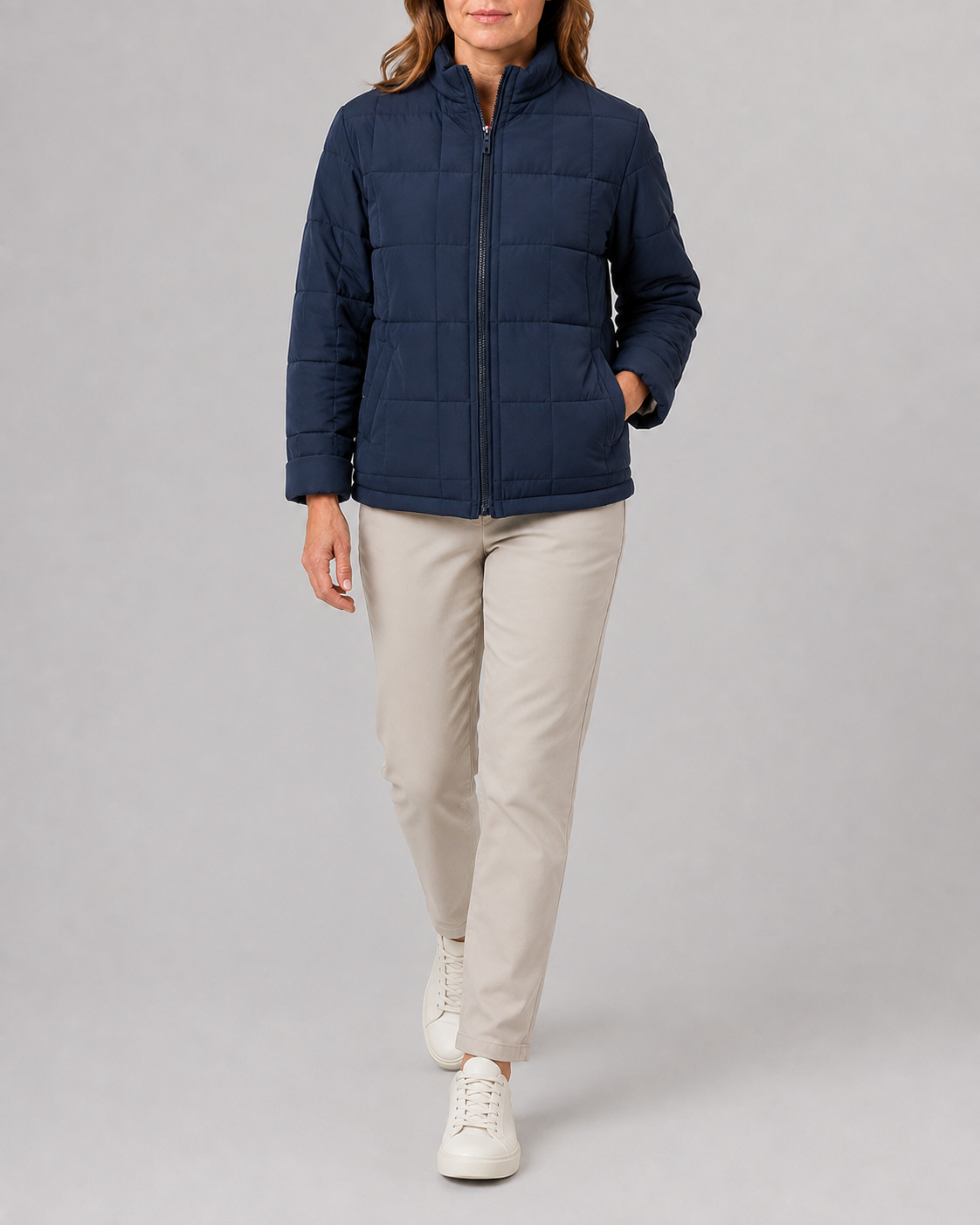 Women's Box Quilted Zip Up Padded Jacket