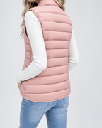 Women's Padded Gilet with Stand Collar and Zip Pockets