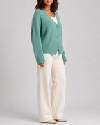 Women's V Neck Button Front Knit Cardigan