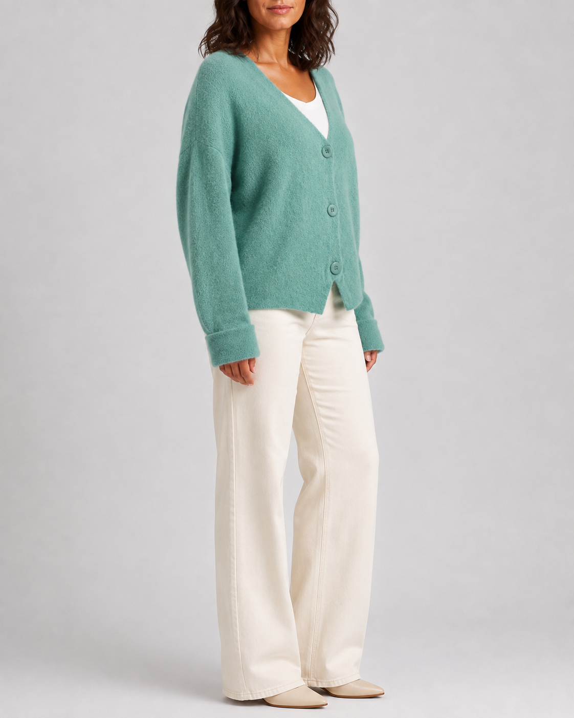 Women's V Neck Button Front Knit Cardigan
