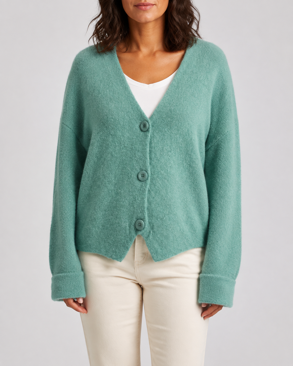 Women's V Neck Button Front Knit Cardigan