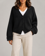 Women's V Neck Button Front Knit Cardigan