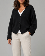 Women's V Neck Button Front Knit Cardigan