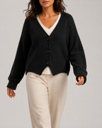 Women's V Neck Button Front Knit Cardigan