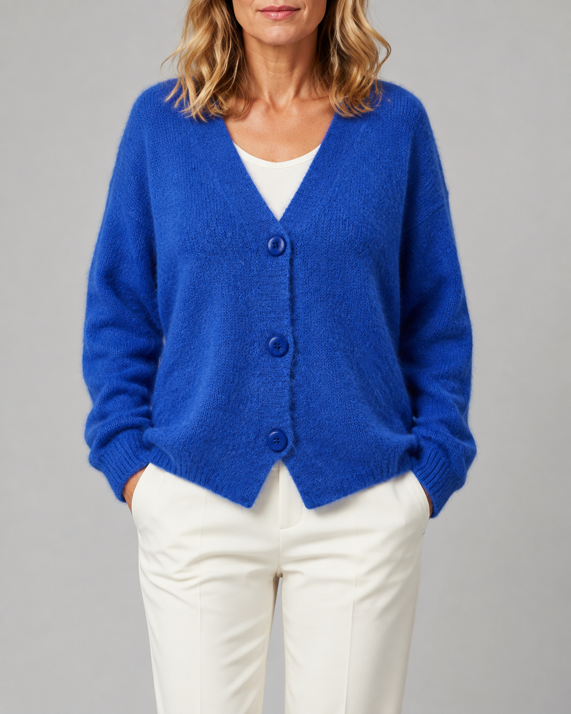 Women's V Neck Button Front Knit Cardigan