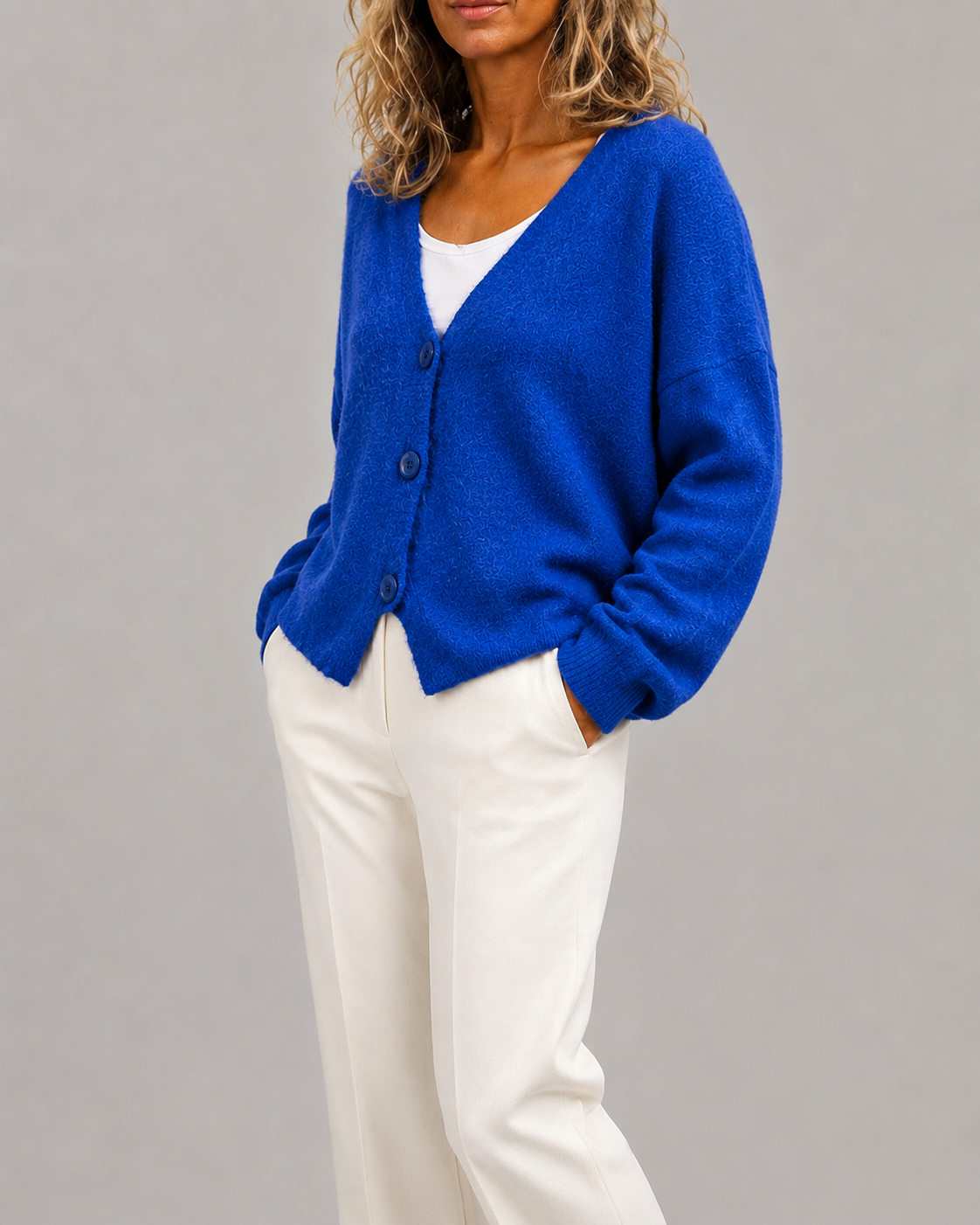 Women's V Neck Button Front Knit Cardigan