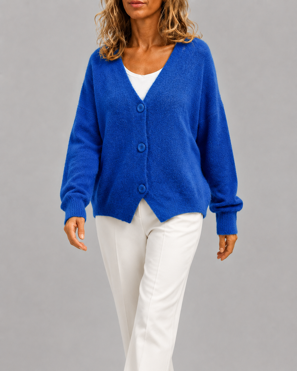 Women's V Neck Button Front Knit Cardigan