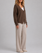 Women's V Neck Button Front Knit Cardigan