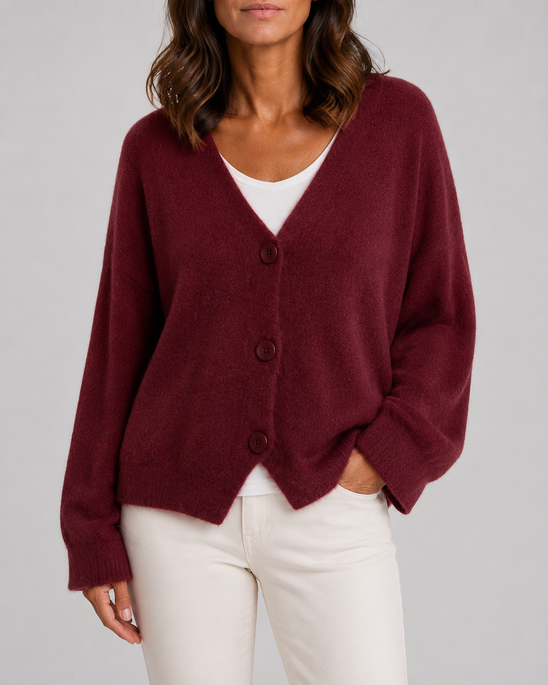 Women's V Neck Button Front Knit Cardigan