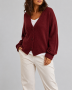 Women's V Neck Button Front Knit Cardigan