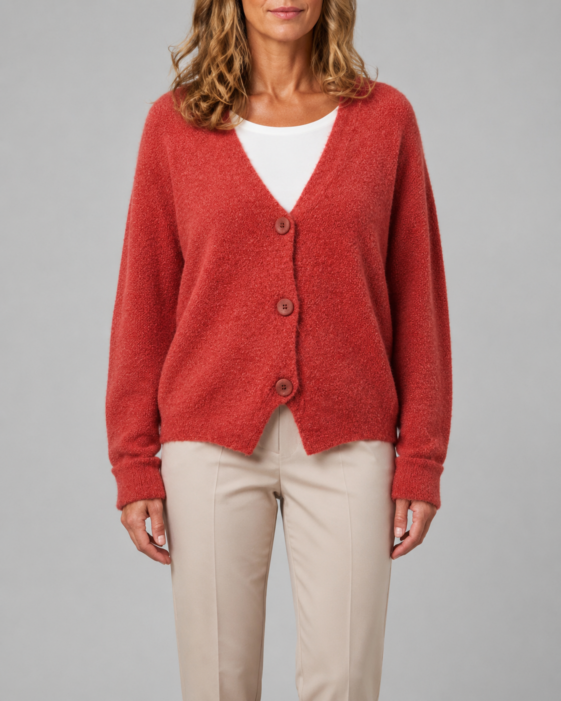 Women's V Neck Button Front Knit Cardigan