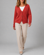 Women's V Neck Button Front Knit Cardigan