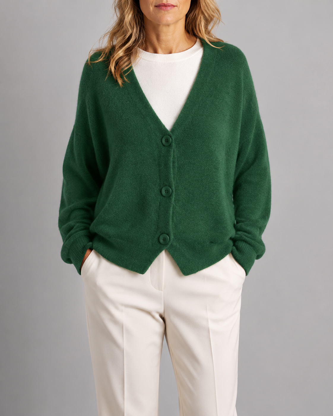 Women's V Neck Button Front Knit Cardigan