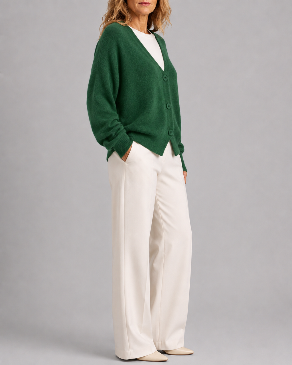 Women's V Neck Button Front Knit Cardigan