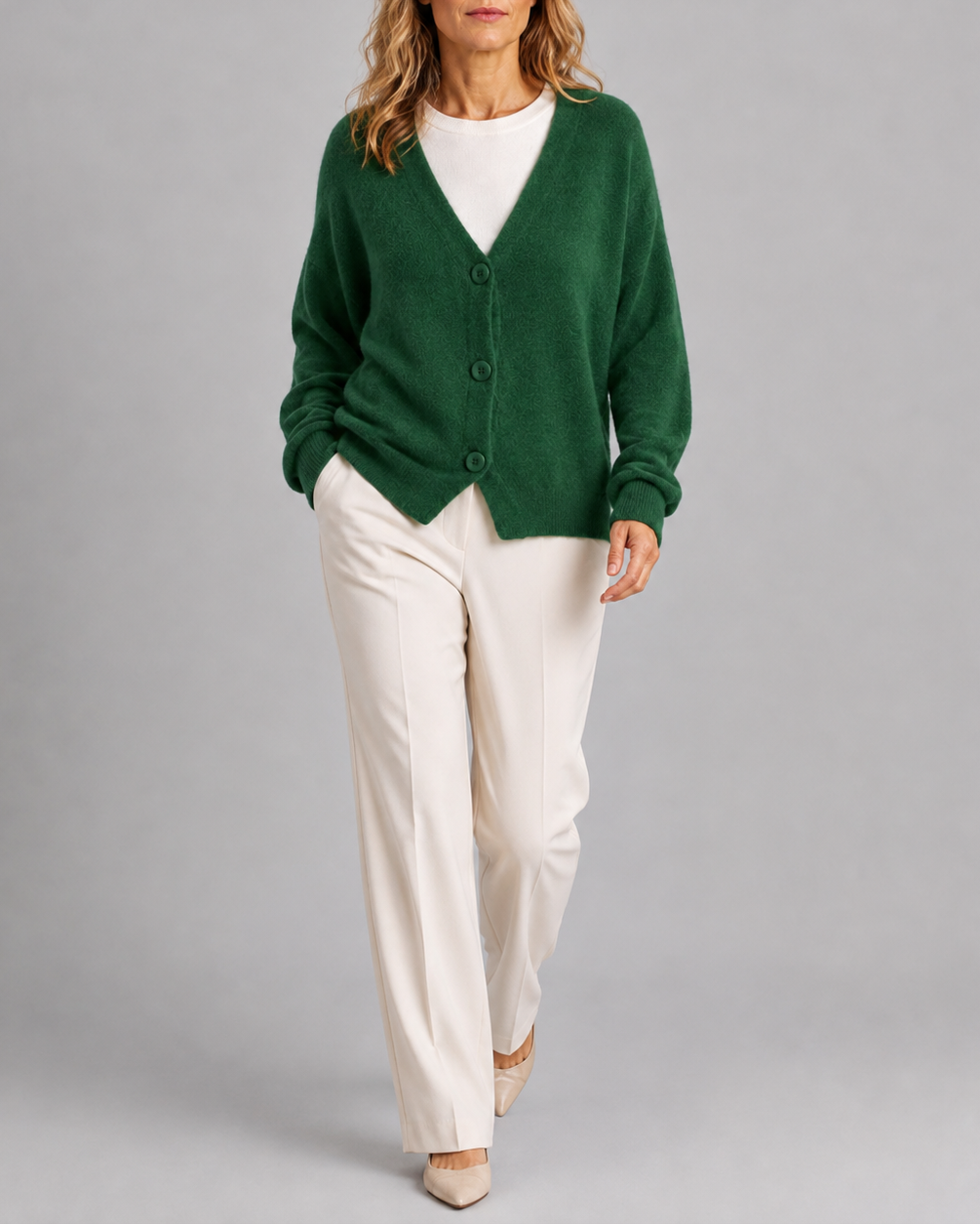 Women's V Neck Button Front Knit Cardigan