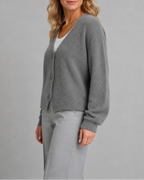 Women's V Neck Button Front Knit Cardigan