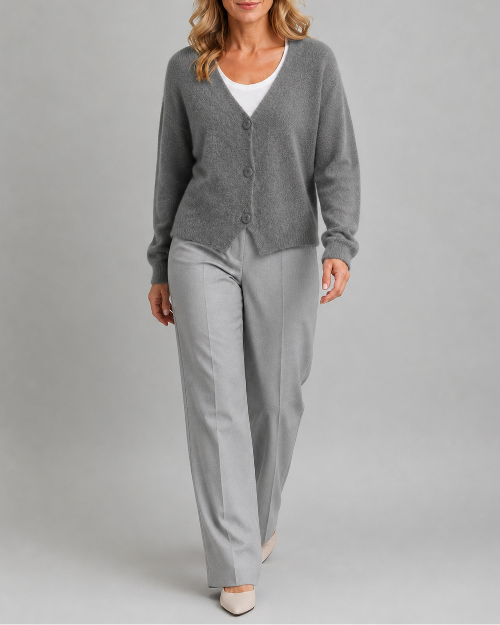 Women's V Neck Button Front Knit Cardigan