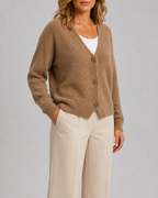 Women's V Neck Button Front Knit Cardigan