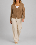 Women's V Neck Button Front Knit Cardigan