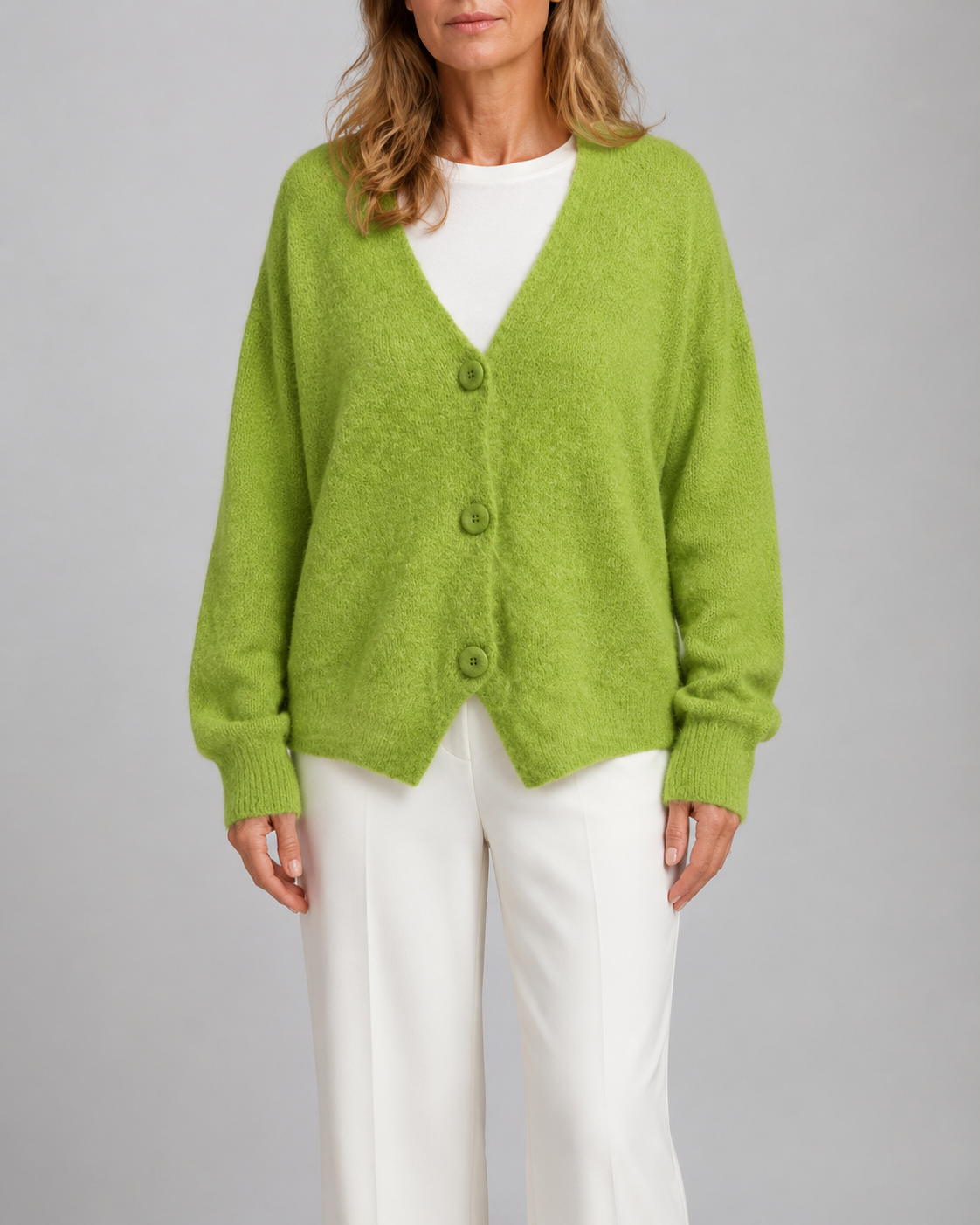 Women's V Neck Button Front Knit Cardigan