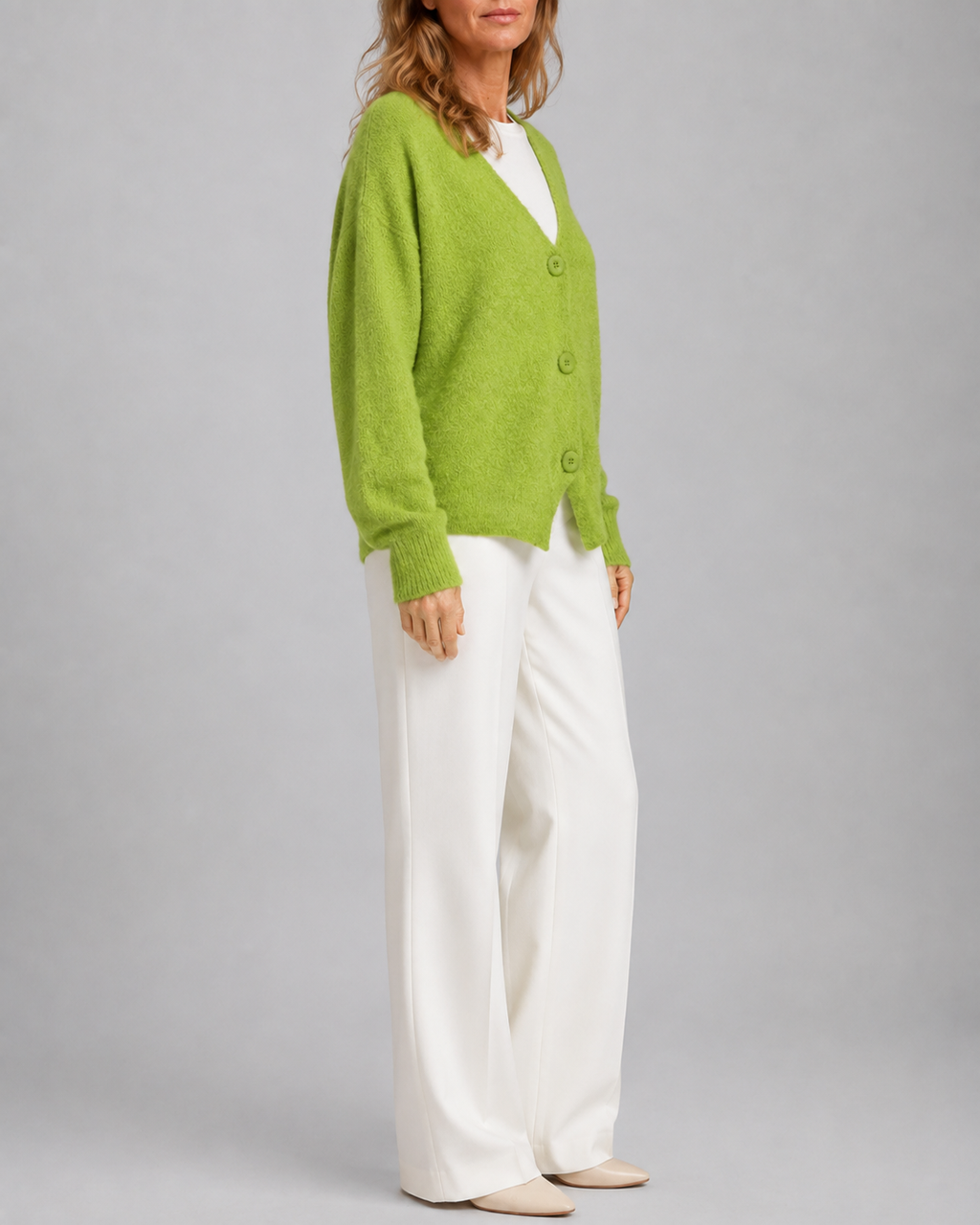 Women's V Neck Button Front Knit Cardigan