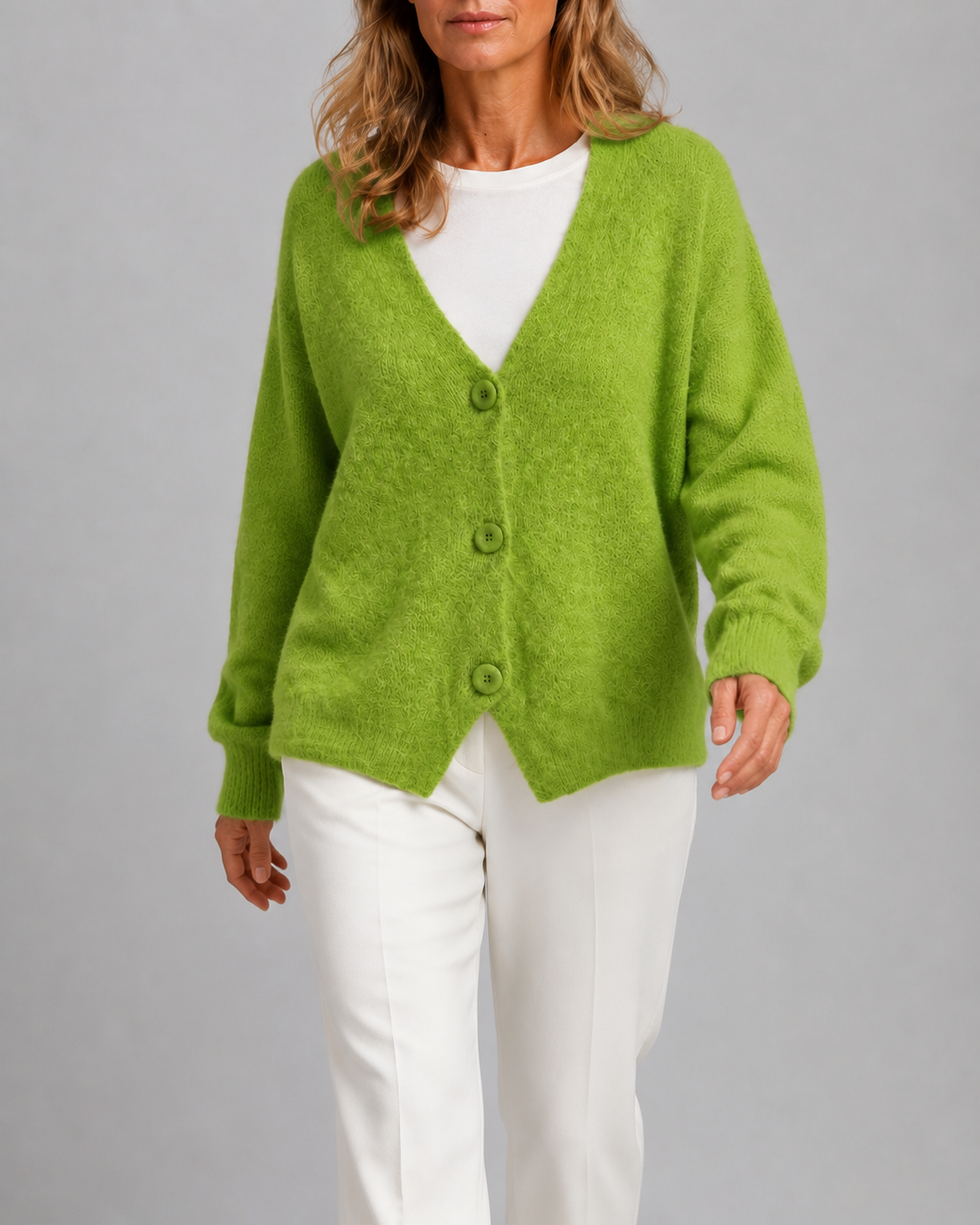 Women's V Neck Button Front Knit Cardigan