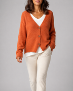 Women's V Neck Button Front Knit Cardigan