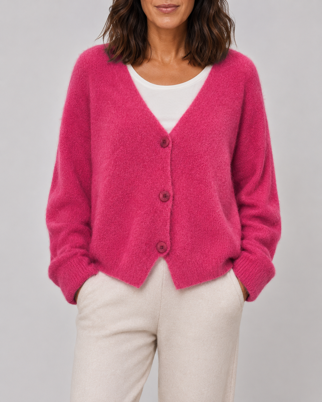 Women's V Neck Button Front Knit Cardigan