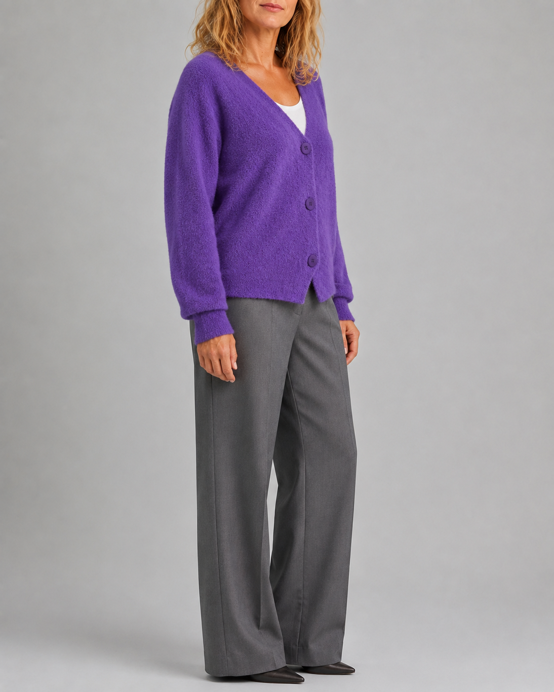 Women's V Neck Button Front Knit Cardigan