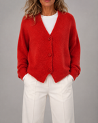 Women's V Neck Button Front Knit Cardigan