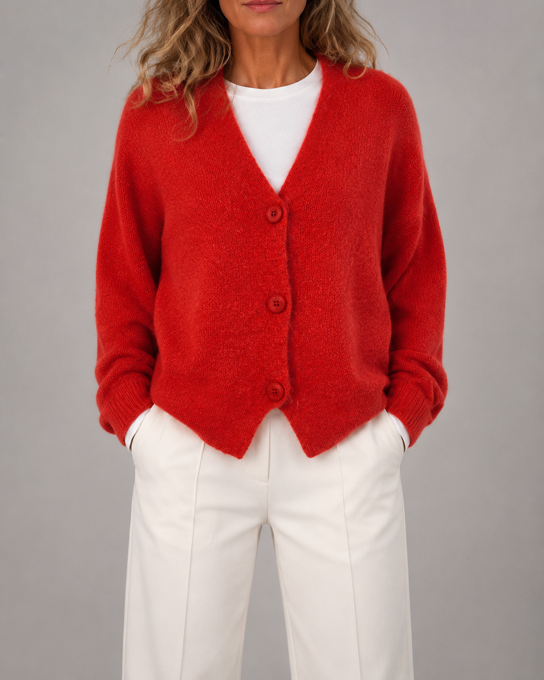 Women's V Neck Button Front Knit Cardigan