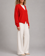 Women's V Neck Button Front Knit Cardigan