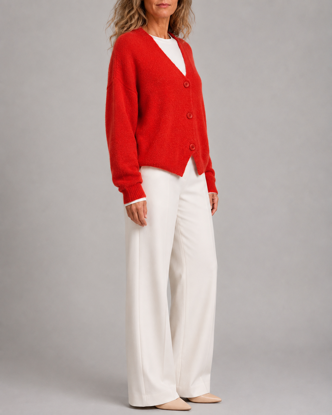Women's V Neck Button Front Knit Cardigan