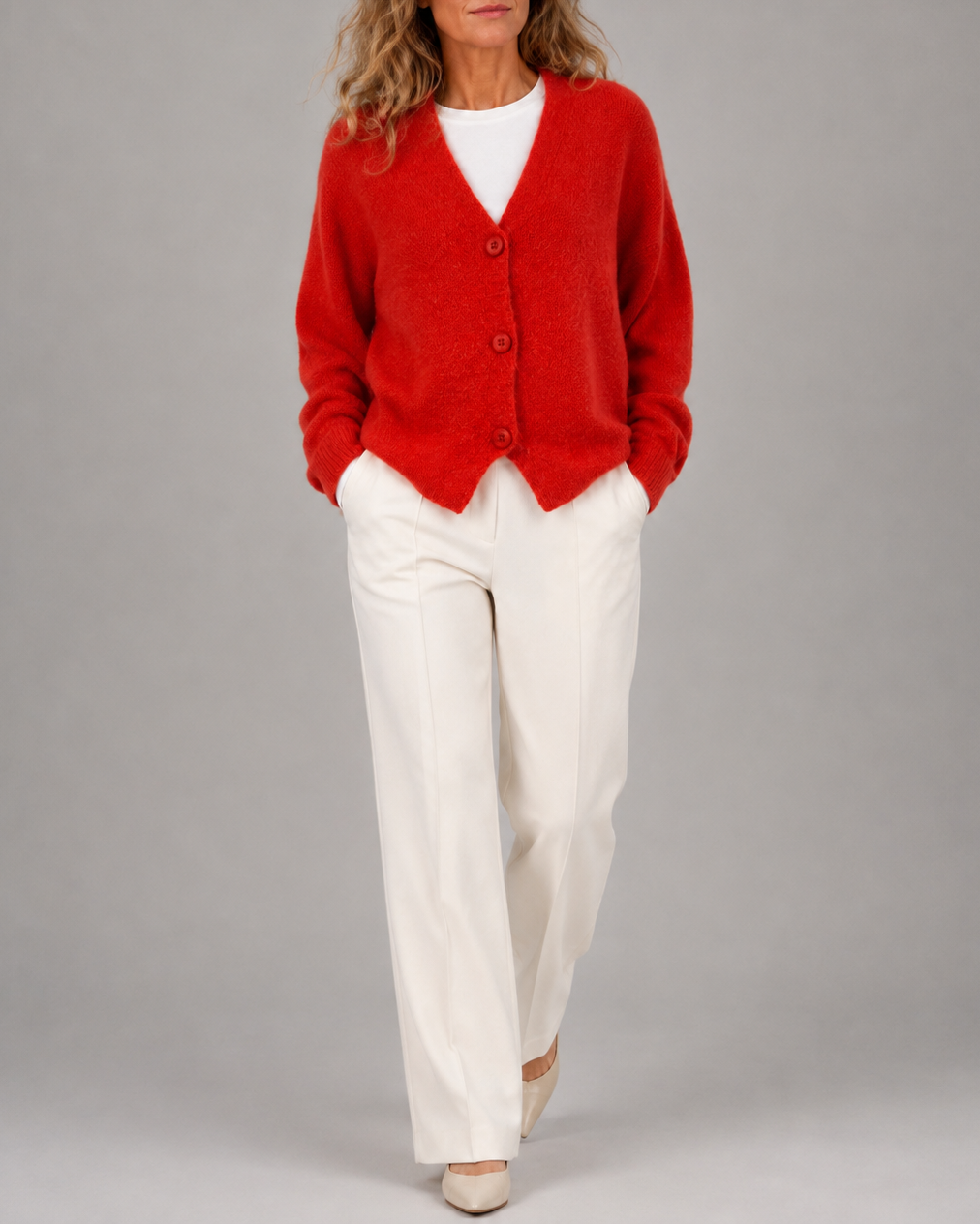 Women's V Neck Button Front Knit Cardigan