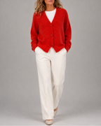 Women's V Neck Button Front Knit Cardigan