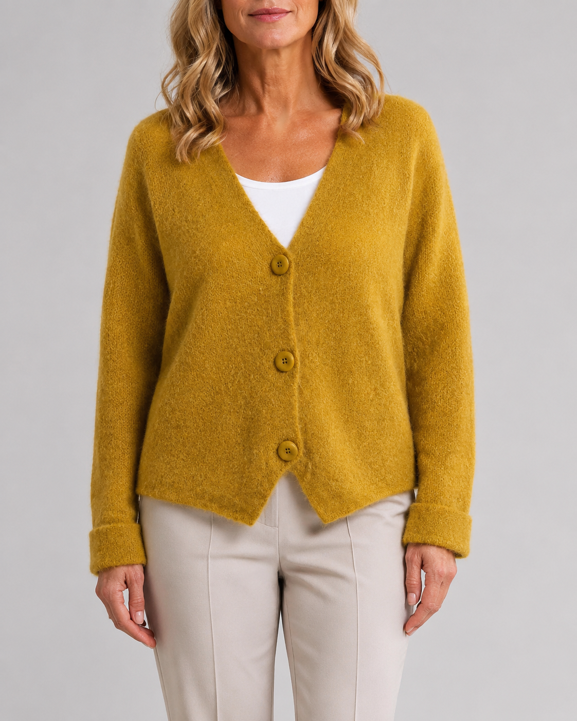 Women's V Neck Button Front Knit Cardigan