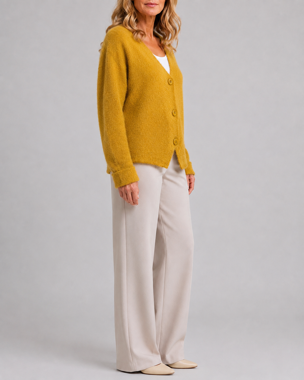 Women's V Neck Button Front Knit Cardigan