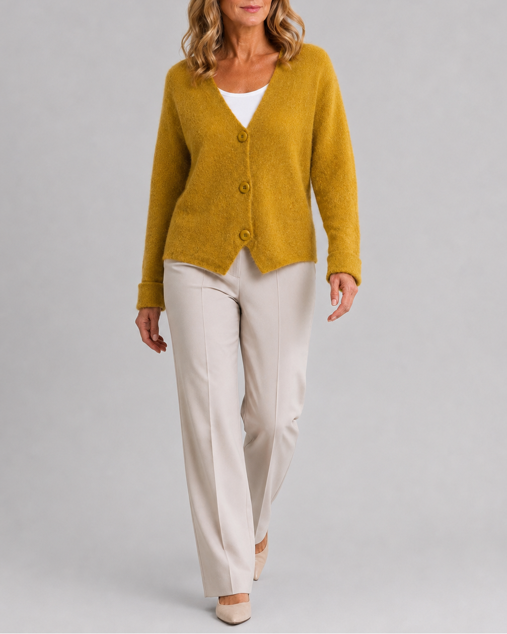 Women's V Neck Button Front Knit Cardigan