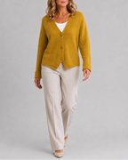 Women's V Neck Button Front Knit Cardigan
