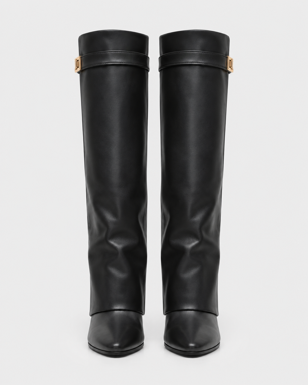 Women's Pointed Toe Knee High Boots with Buckle Strap