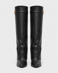 Women's Pointed Toe Knee High Boots with Buckle Strap